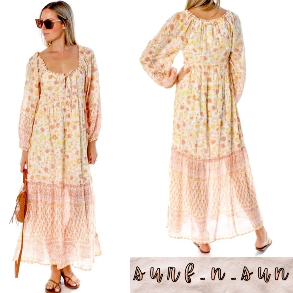 Billabong Endless Sunset Boho Long Sleeve Maxi Dress - Picture 1 of 10